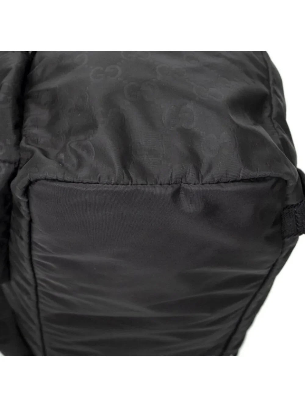 Gucci Drawstring Flap Backpack Black GG Nylon Canvas